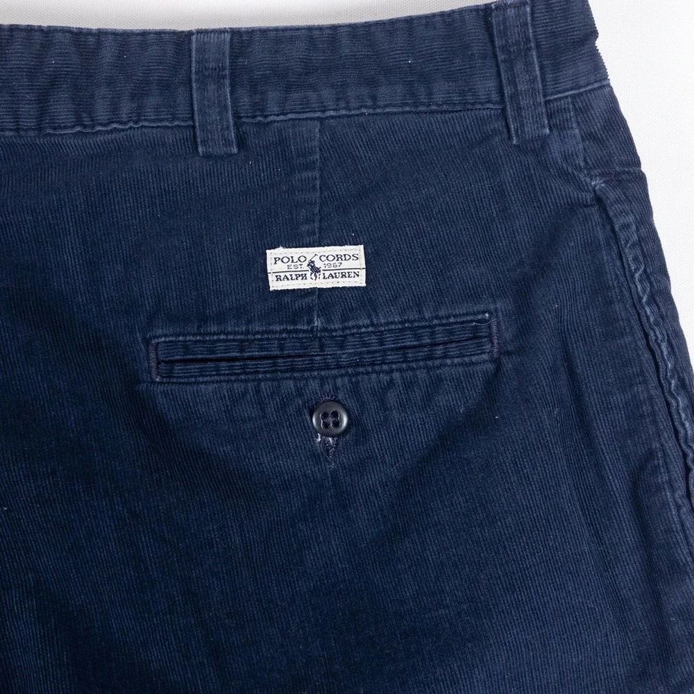 Polo Ralph Lauren Corduroy Pants Mens 36 Navy Blue Vintage 90s Straight Fit USA‎